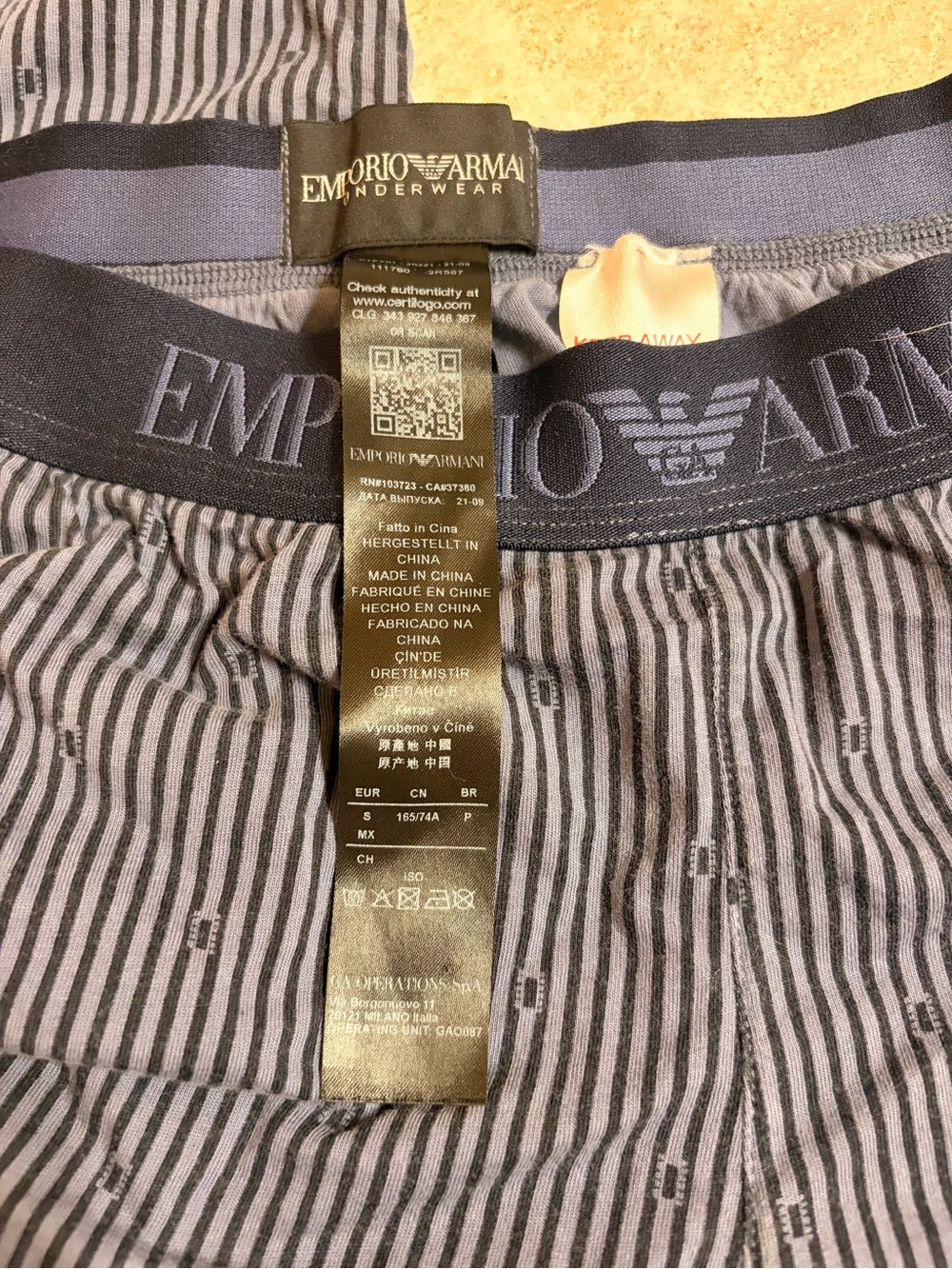 Emporio Armani Blue Striped Loungewear Sleep Pants, Small. - Picture 2 of 3